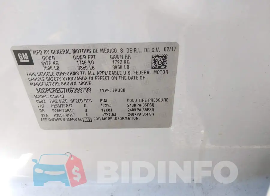 3GCPCREC7HG356708 Photo# 9