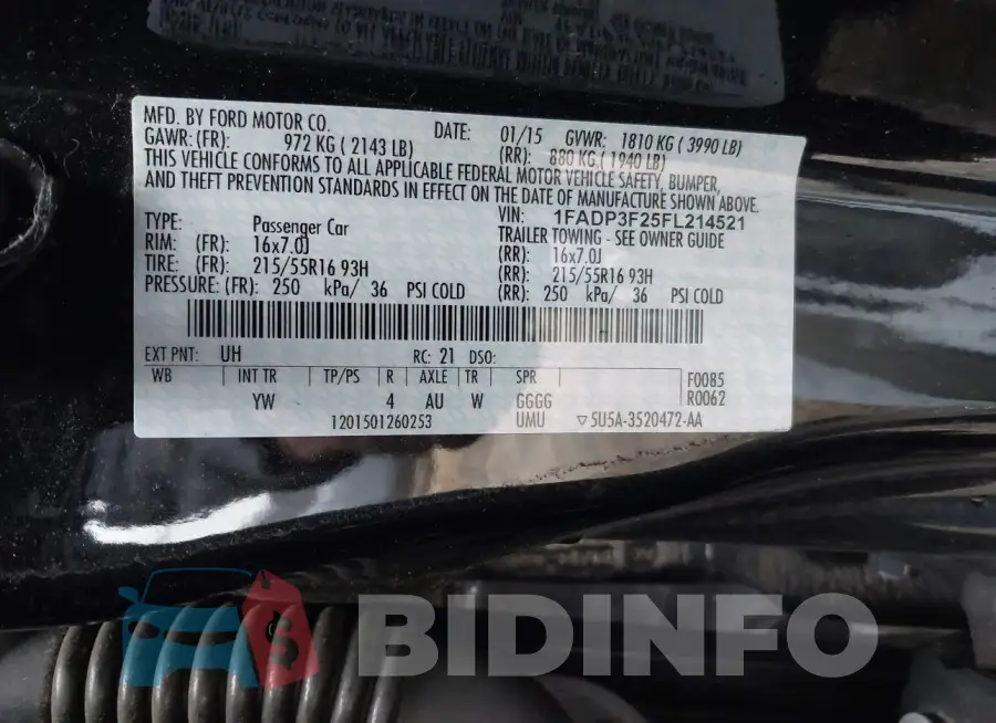 1FADP3F25FL214521 Photo# 9