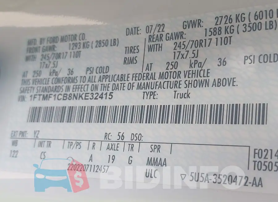 1FTMF1CB8NKE32415 Photo# 9