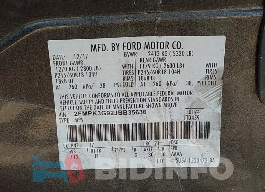 2FMPK3G92JBB35636 Photo# 9