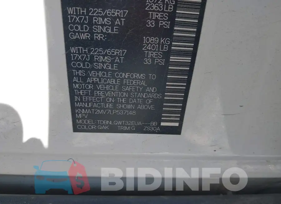 KNMAT2MV7LP537148 Photo# 9