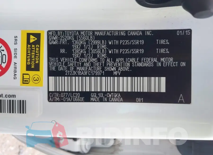 2T2ZK1BA9FC179971 Photo# 9