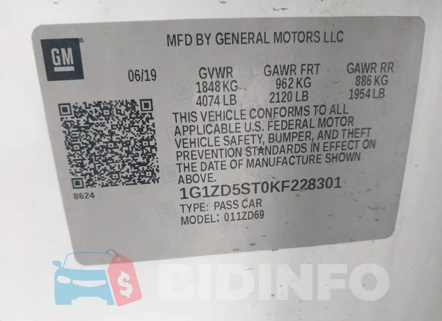 1G1ZD5ST0KF228301 Photo# 9