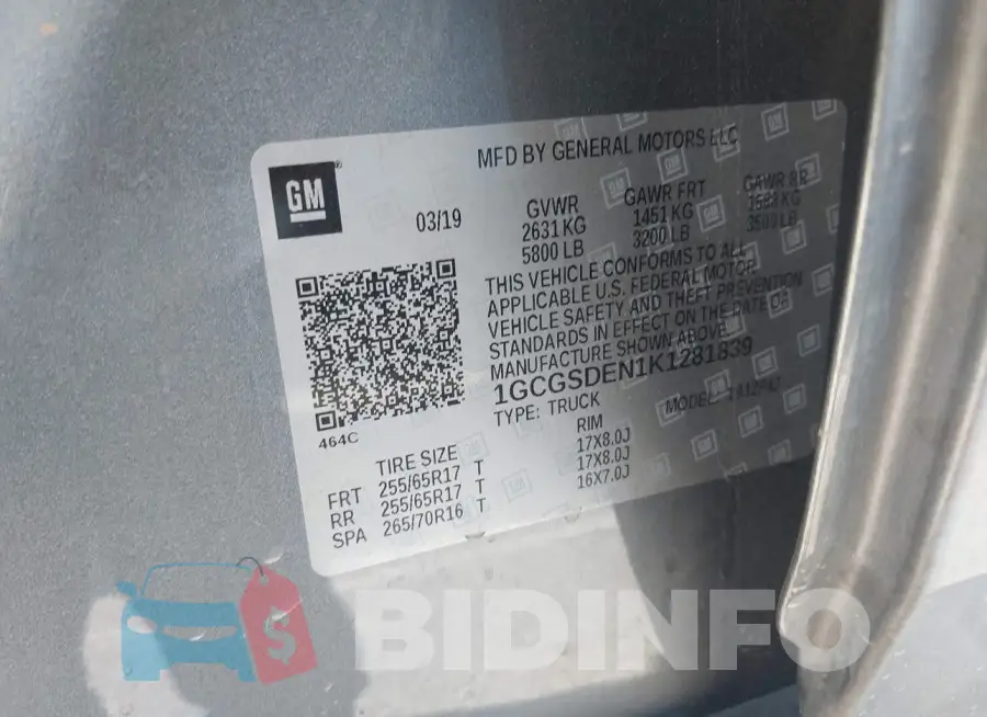 1GCGSDEN1K1281839 Photo# 9