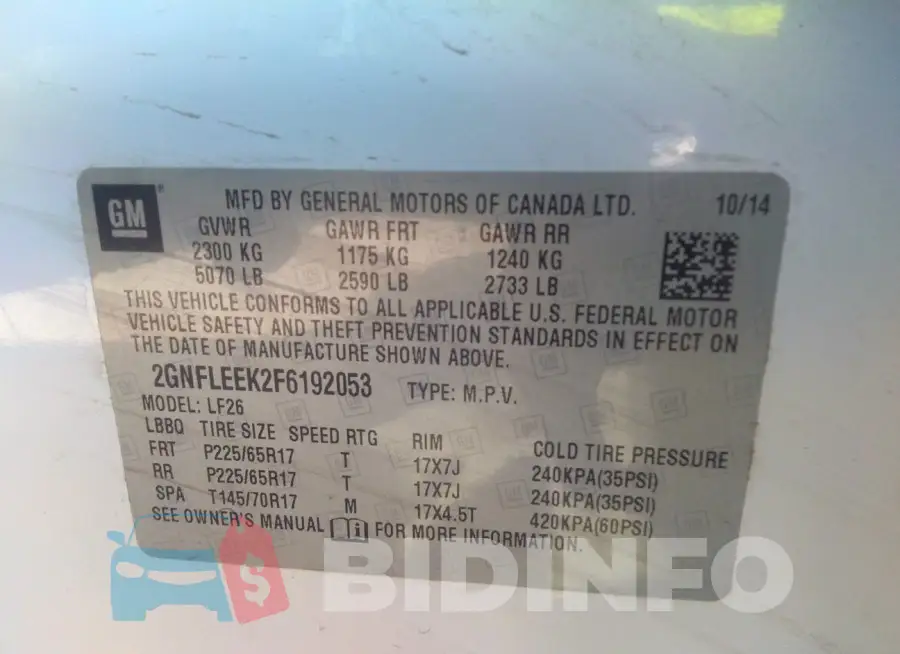 2GNFLEEK2F6192053 Photo# 9