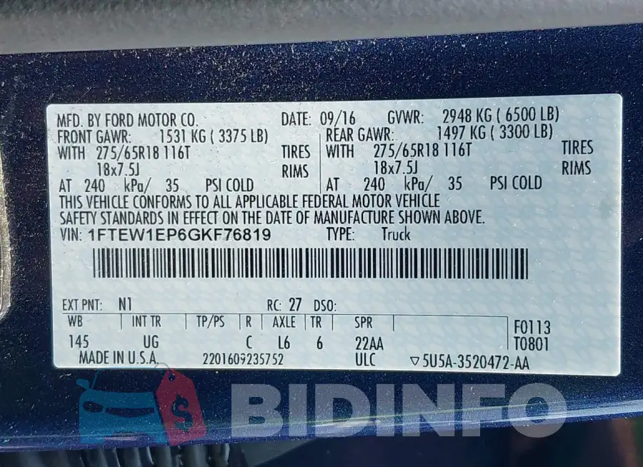 1FTEW1EP6GKF76819 Photo# 9