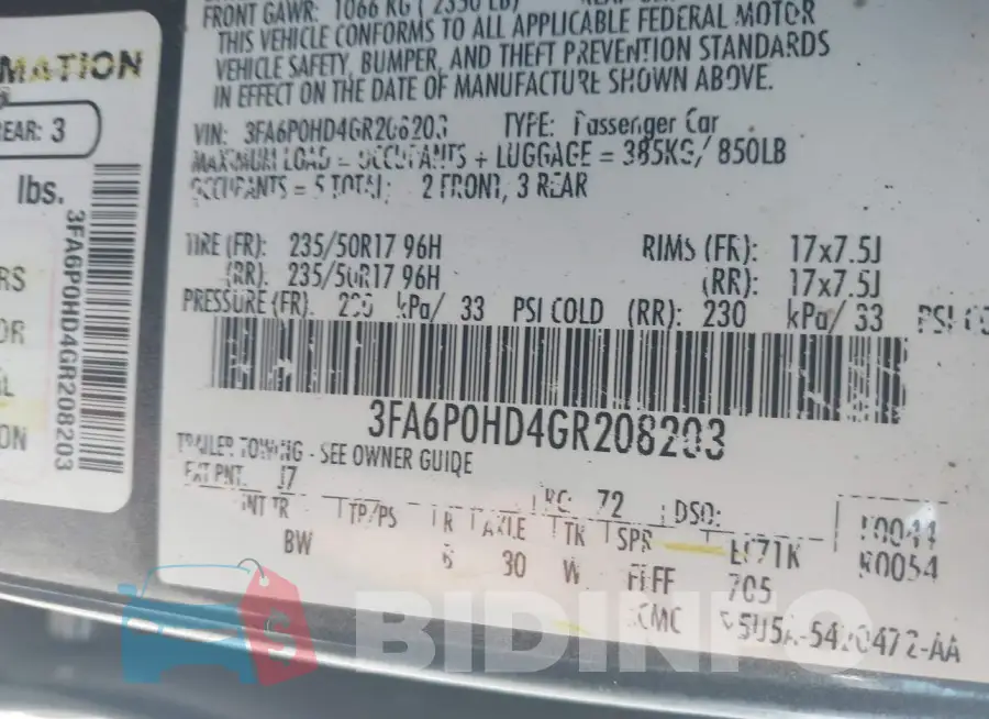 3FA6P0HD4GR208203 Photo# 9