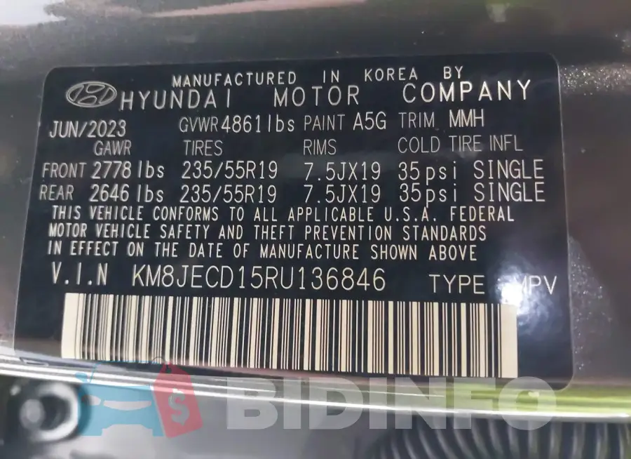 KM8JECD15RU136846 Photo# 9