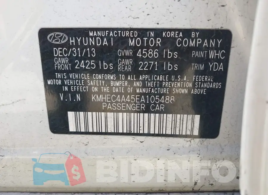 KMHEC4A45EA105488 Photo# 9