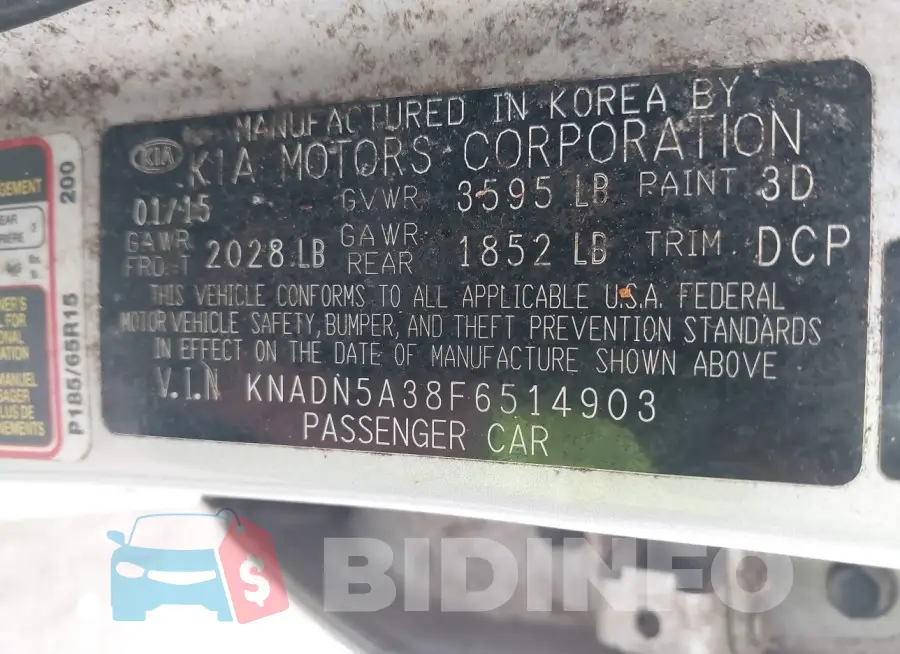 KNADN5A38F6514903 Photo# 9