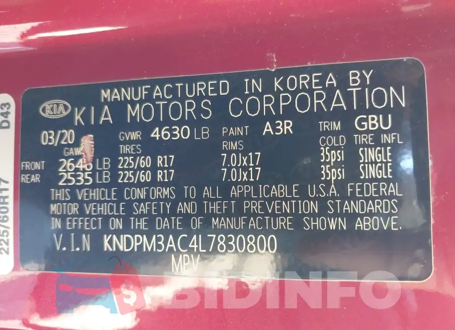 KNDPM3AC4L7830800 Photo# 9