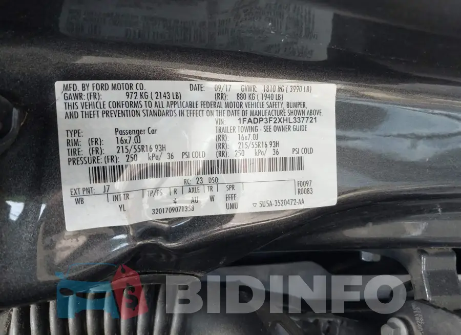 1FADP3F2XHL337721 Photo# 9