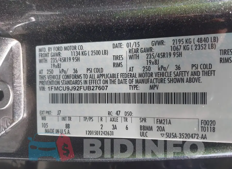 1FMCU9J92FUB27607 Photo# 9