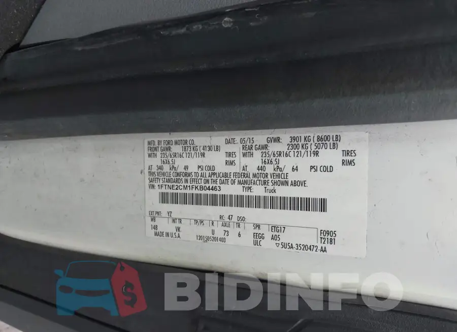 1FTNE2CM1FKB04463 Photo# 4