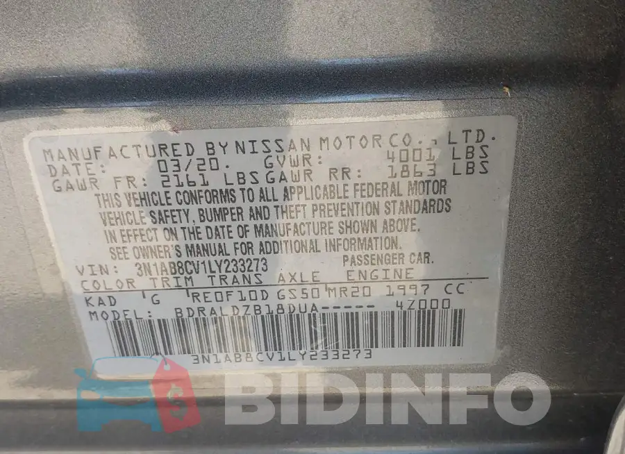 3N1AB8CV1LY233273 Photo# 9