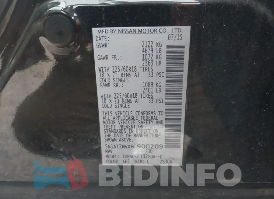 5N1AT2MVXFC900209 Photo# 9