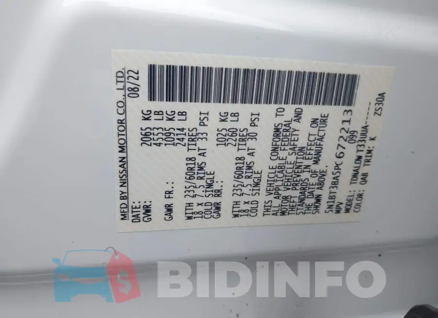 5N1BT3BA5PC672213 Photo# 9