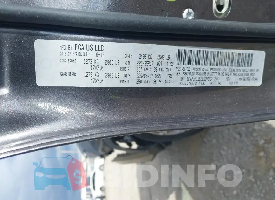 1C4PJMLB5KD237997 Photo# 9