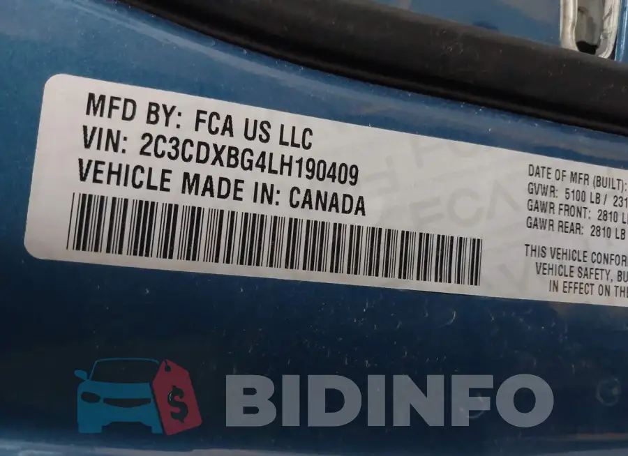 2C3CDXBG4LH190409 Photo# 9