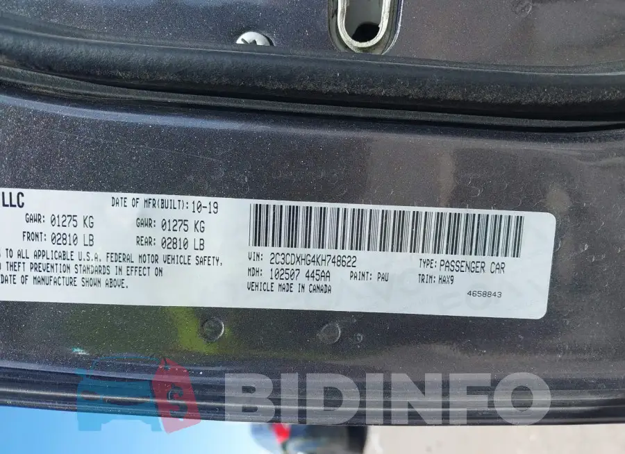 2C3CDXHG4KH748622 Photo# 9