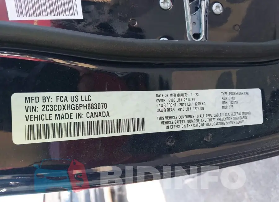 2C3CDXHG6PH683070 Photo# 9