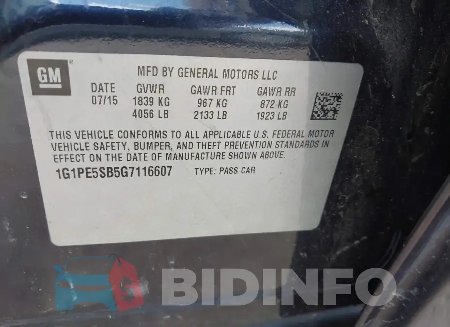 1G1PE5SB5G7116607 Photo# 9