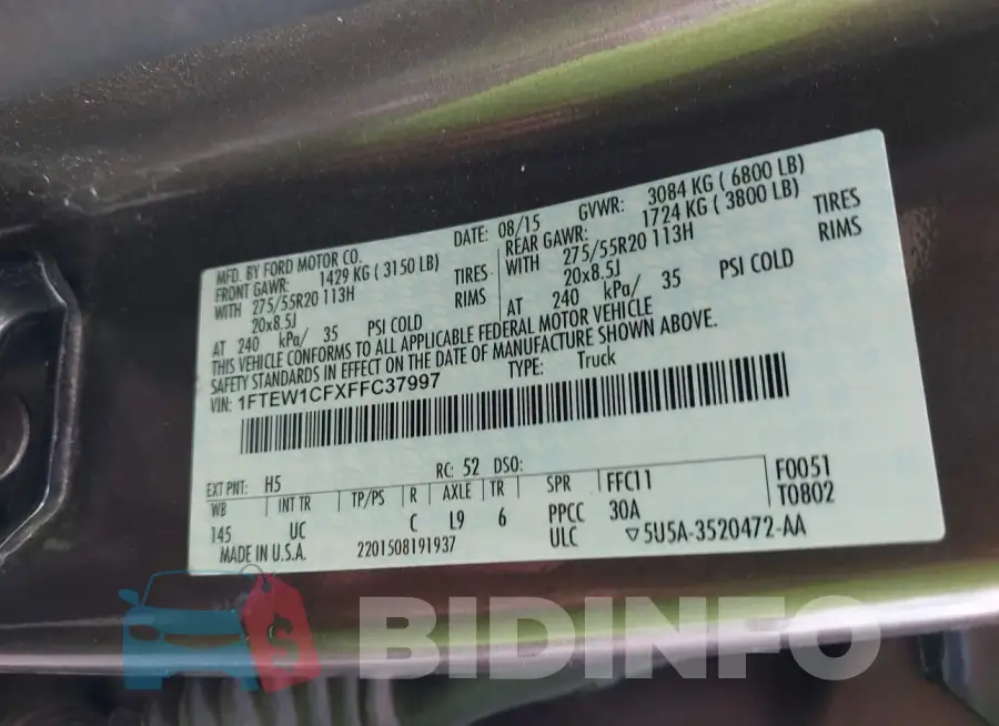 1FTEW1CFXFFC37997 Photo# 9