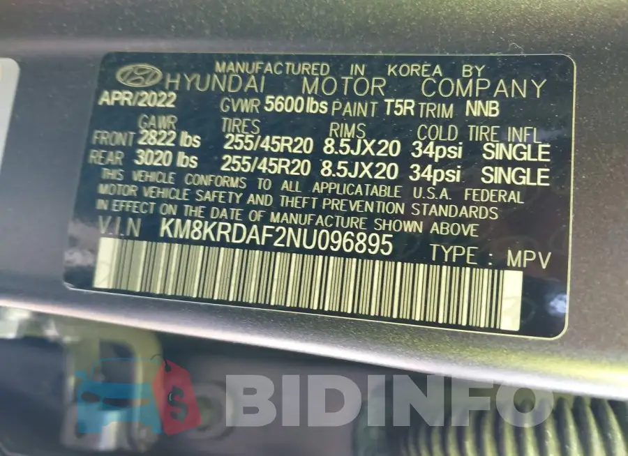 KM8KRDAF2NU096895 Photo# 9