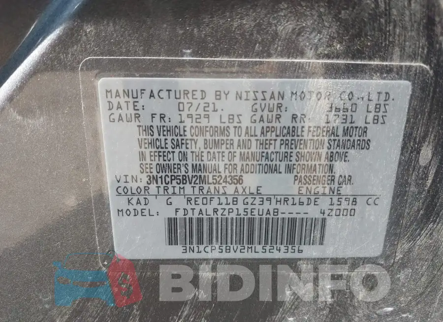 3N1CP5BV2ML524356 Photo# 9