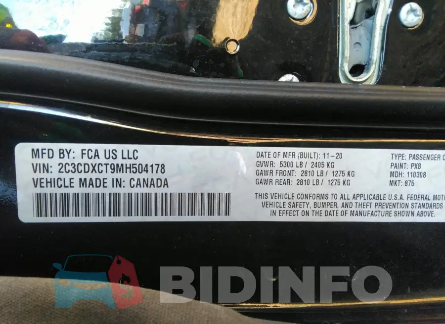 2C3CDXCT9MH504178 Photo# 9
