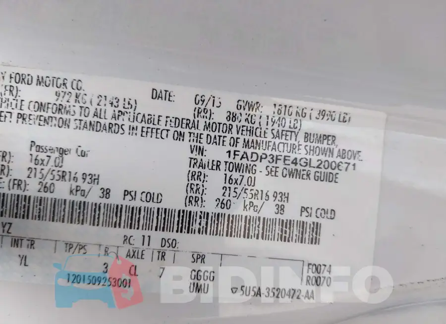 1FADP3FE4GL200671 Photo# 9