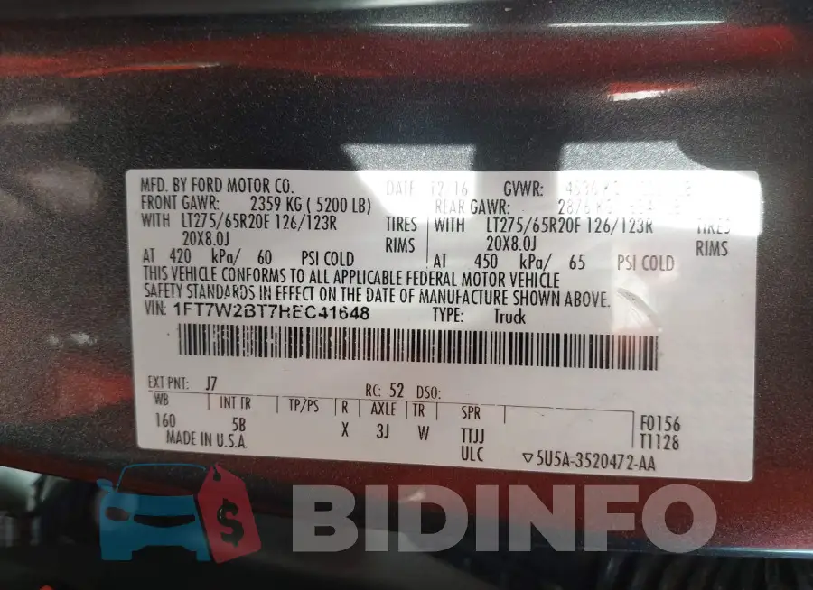 1FT7W2BT7HEC41648 Photo# 9