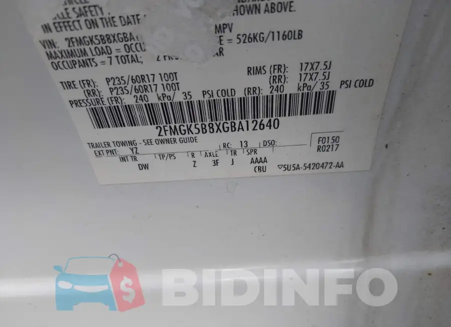 2FMGK5B8XGBA12640 Photo# 9