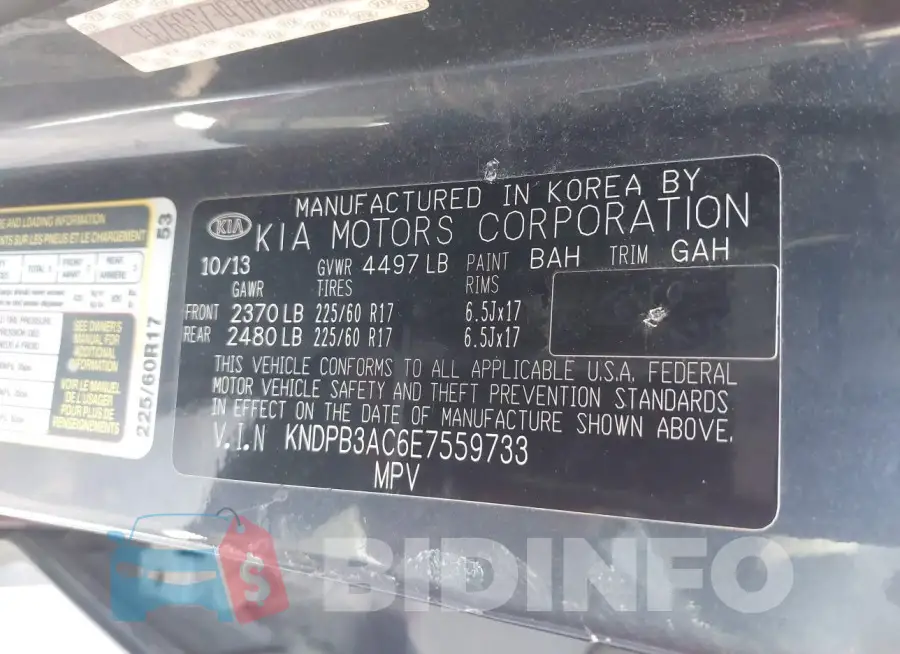 KNDPB3AC6E7559733 Photo# 9