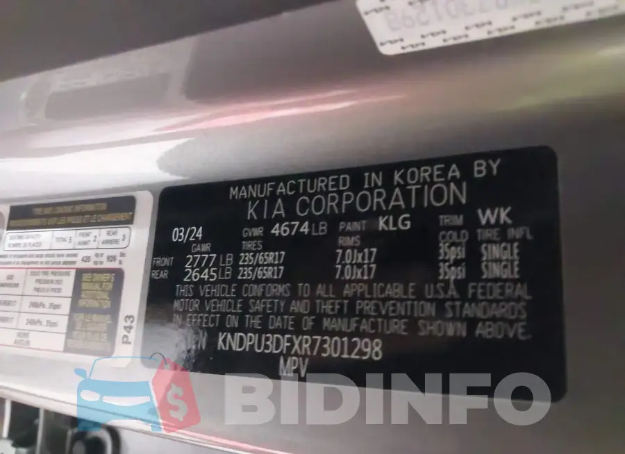 KNDPU3DFXR7301298 Photo# 9