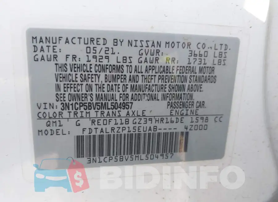 3N1CP5BV5ML504957 Photo# 9