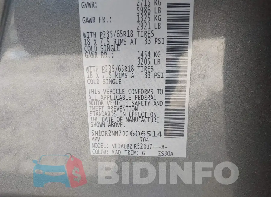5N1DR2MN7JC606514 Photo# 9