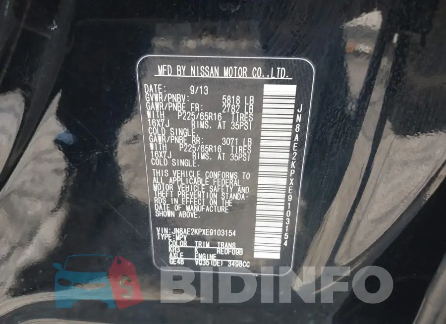 JN8AE2KPXE9103154 Photo# 9