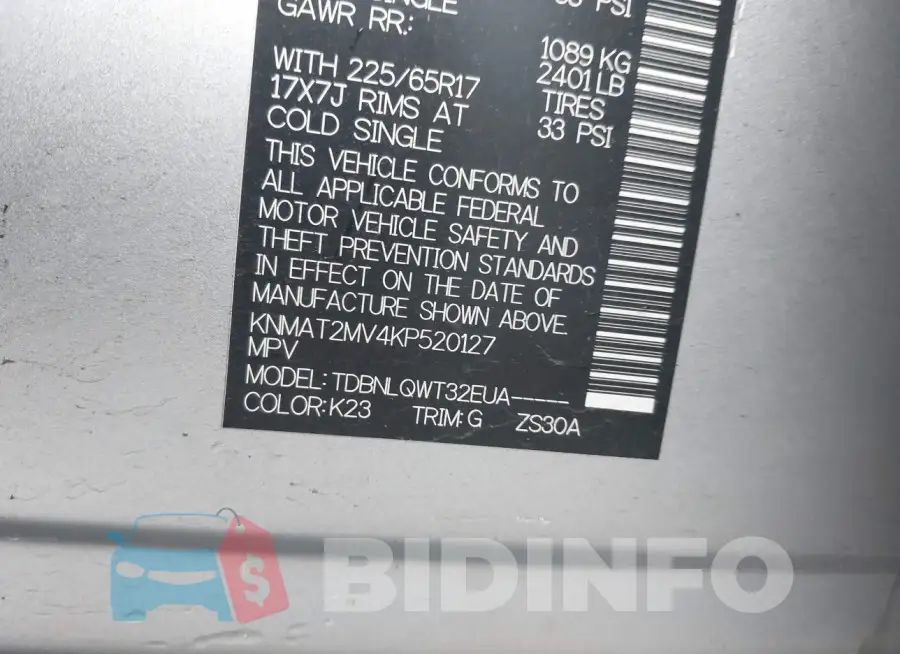 KNMAT2MV4KP520127 Photo# 9