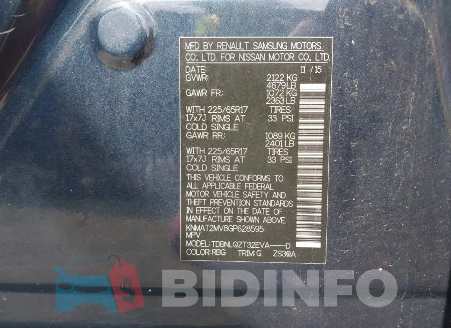 KNMAT2MV8GP628595 Photo# 9