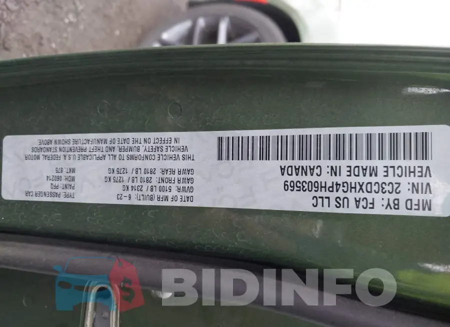 2C3CDXHG4PH603569 Photo# 9