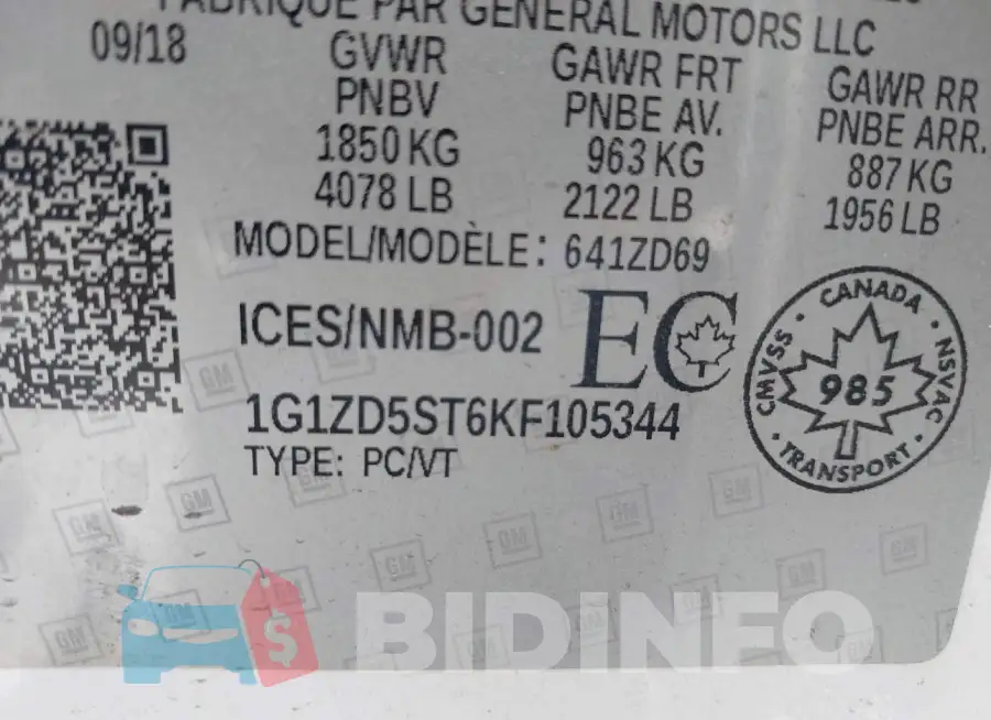 1G1ZD5ST6KF105344 Photo# 9