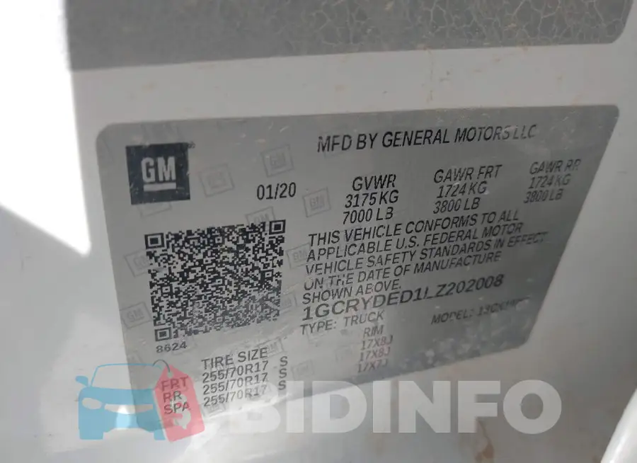 1GCRYDED1LZ202008 Photo# 8