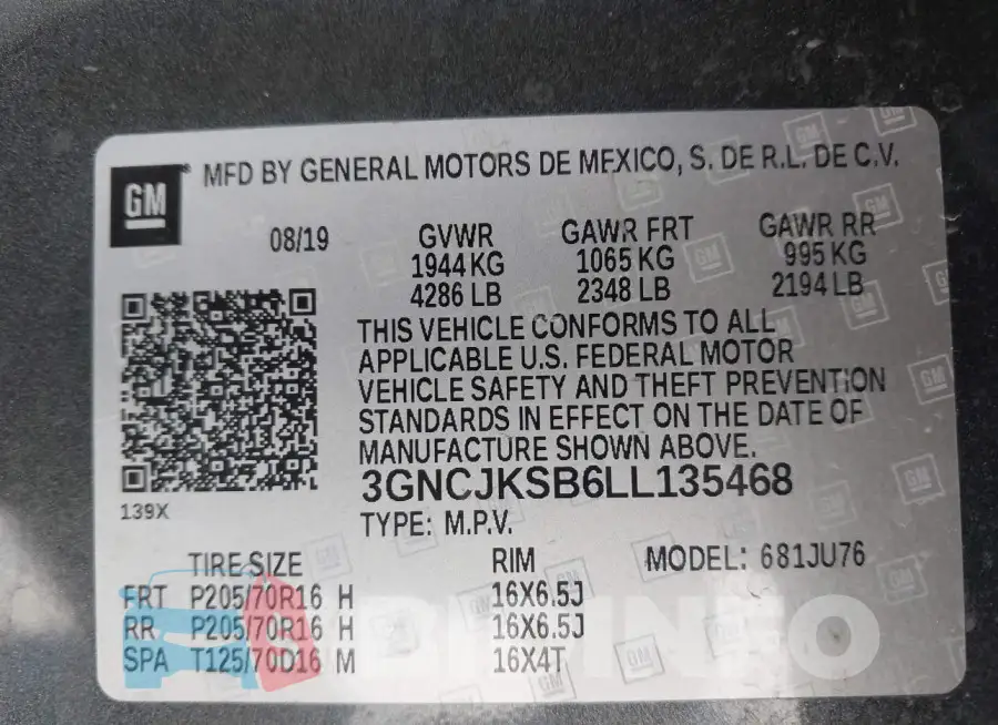3GNCJKSB6LL135468 Photo# 9