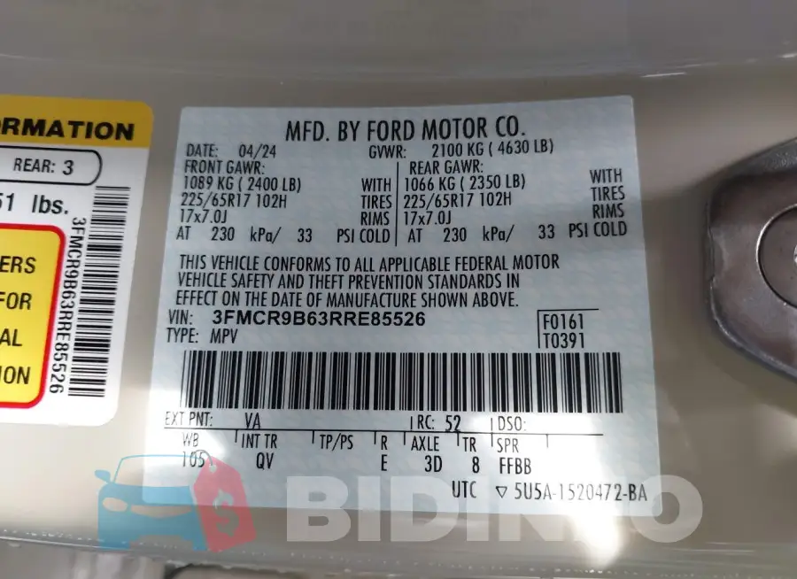 3FMCR9B63RRE85526 Photo# 9