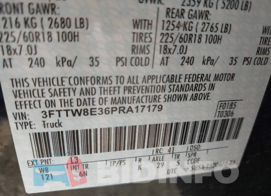 3FTTW8E36PRA17179 Photo# 9