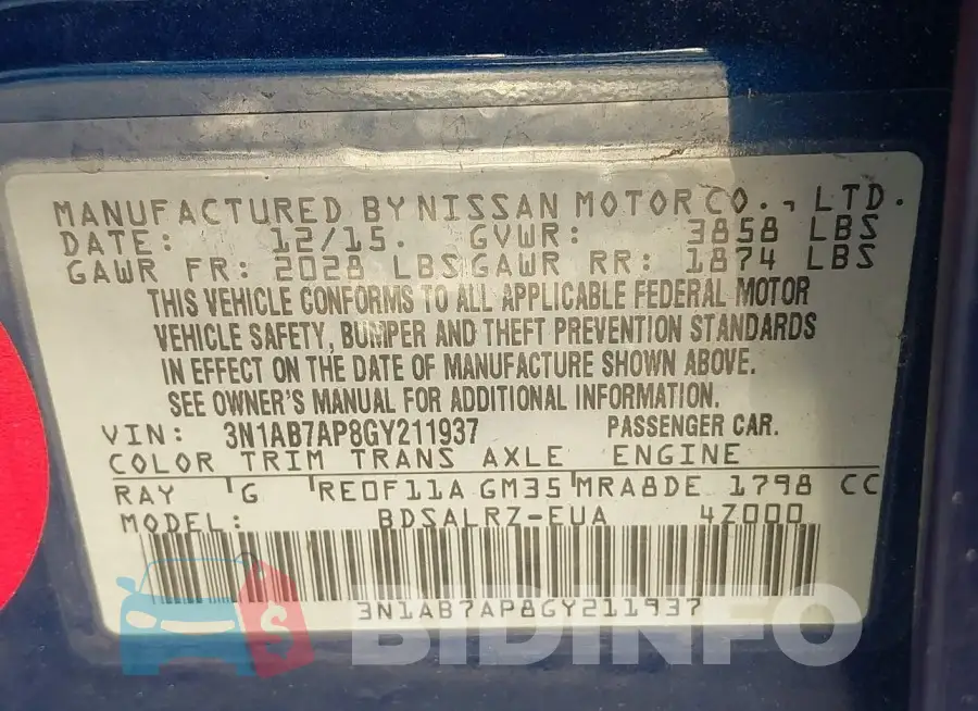 3N1AB7AP8GY211937 Photo# 9