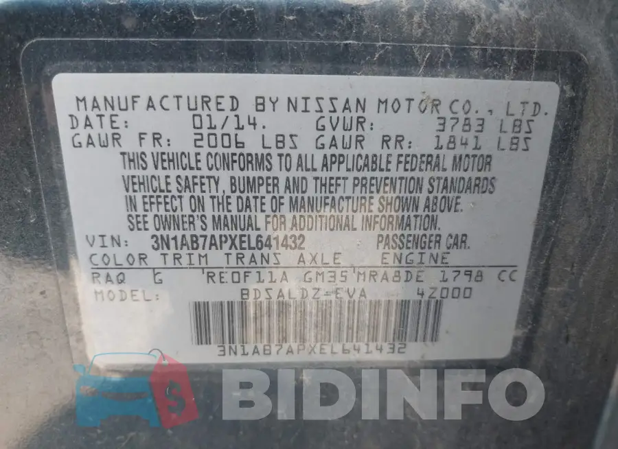 3N1AB7APXEL641432 Photo# 9