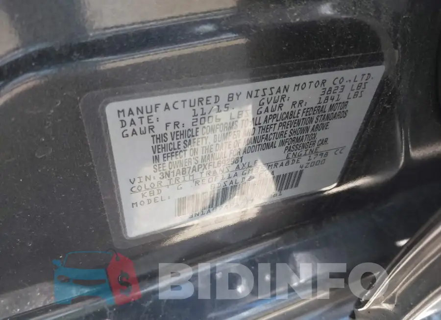 3N1AB7APXFL692981 Photo# 9