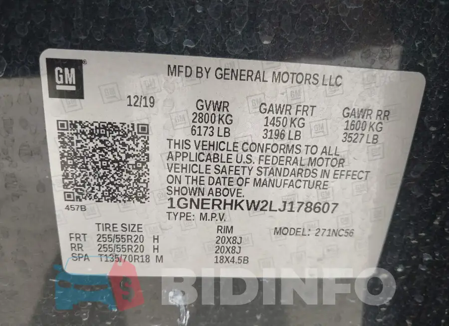 1GNERHKW2LJ178607 Photo# 9
